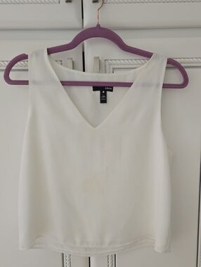 Aqua White V-Neck Sleeveless Top